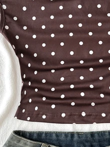 SHEIN Tween Girl Casual Everyday Versatile Comfortable Off-Shoulder Metal Decor T-Shirt Tween Girl - Khaki - View 2