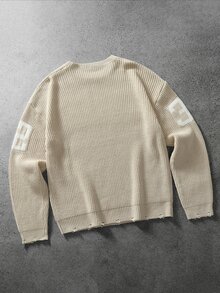 Manfinity EMRG Men's Fashion Jacquard Round Neck Long Sleeve Sweater For Daily Wear Goth - Khaki - View 2