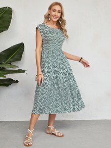 Faunlyn Fall Elegant Women Flower Casual French Coastal Tropical Dress Vacation Summer Dresses Autumn Outfit Peasant Dress Going Out Dress - Multicolor - View 5