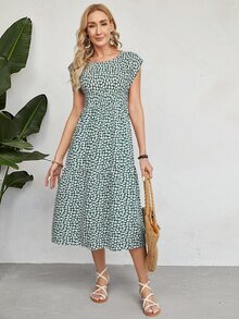 Faunlyn Fall Elegant Women Flower Casual French Coastal Tropical Dress Vacation Summer Dresses Autumn Outfit Peasant Dress Going Out Dress - Multicolor - View 3