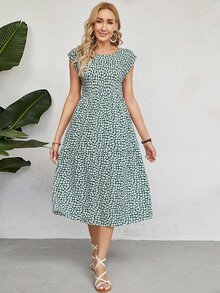 Faunlyn Fall Elegant Women Flower Casual French Coastal Tropical Dress Vacation Summer Dresses Autumn Outfit Peasant Dress Going Out Dress - Multicolor - View 1
