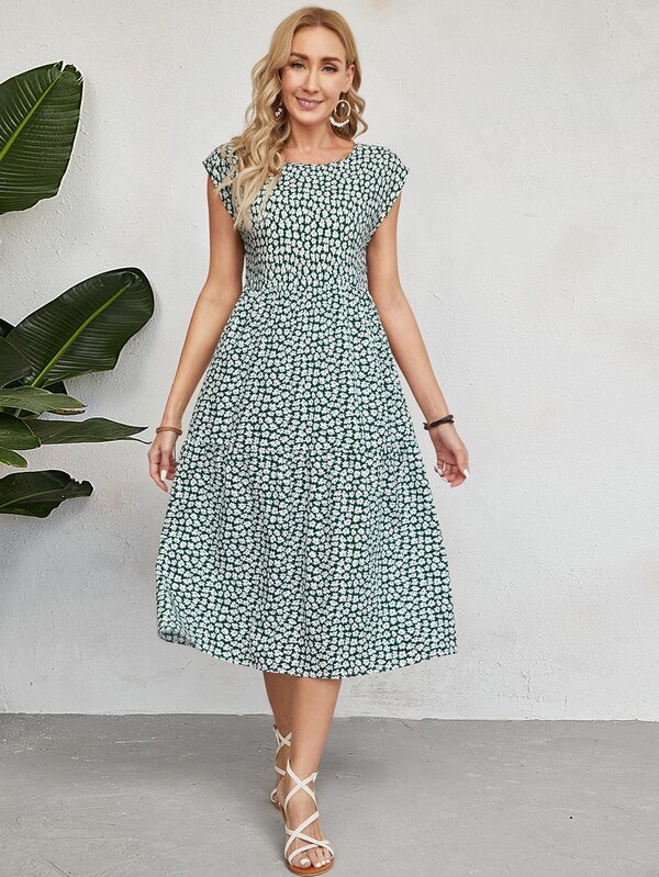 Faunlyn Fall Elegant Women Flower Casual French Coastal Tropical Dress Vacation Summer Dresses Autumn Outfit Peasant Dress Going Out Dress
