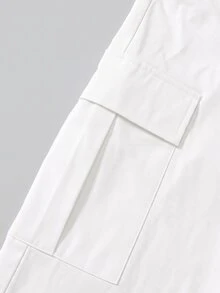 SHEIN Teen Boy Casual Versatile Solid Color Cargo Pants - White - View 3