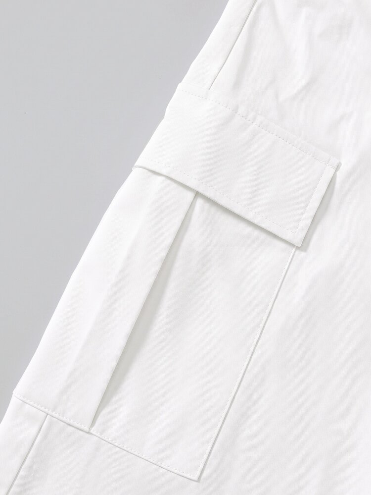 SHEIN Teen Boy Casual Versatile Solid Color Cargo Pants - White - View 3
