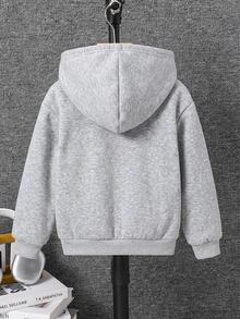 SHEIN جاكيت خريفي سميك بغطاء رأس للأطفال والفتيان الصغار بتصميم كاجوال متعدد الاستخدامات مع رقعات وألوان متباينة - متعدد الألوان - مشاهدة 2