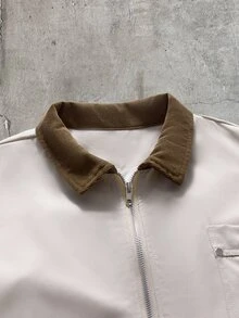 AXEPEAK Fashionable Versatile Turn-Down Collar Long Sleeve Men's Jacket - Apricot - View 4