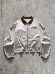 AXEPEAK Fashionable Versatile Turn-Down Collar Long Sleeve Men's Jacket - Apricot - View 6