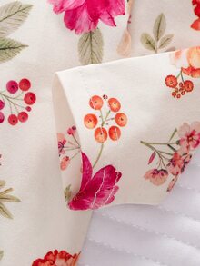 SHEIN 2件組新生女嬰米白色蝴蝶結愛心卡通印花連身褲套裝，附髮帶，柔軟睡衣，秋冬可愛日系親子穿搭 - 彩色 - 查看 4