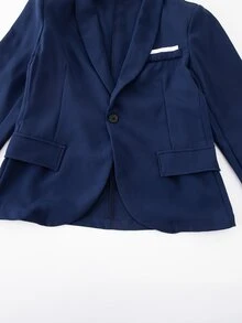 SHEIN 青少年男孩 2 件套西裝外套背心與長褲 畢業禮 婚禮戒童 首次領聖體 正式場合 表演套裝 秋季 - 藏蓝色 - 查看 5