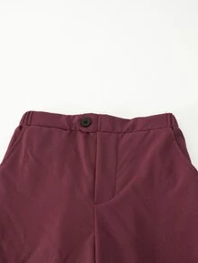 SHEIN Tween Boys 2Pcs Soft Breathable Linen Formal Vest Pants Suit Set Early Fall Back To School Wedding Graduation Piano Recital Kids Clothing Set - Burgundy - View 6