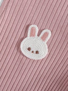 2pcs Baby Girls' Long Sleeve Jumpsuit Outfit Fabric, Cute Rabbit Print Pattern, Casual Style, Snug Fit Autumn/Winter Crew Neck Cotton Floral Zipper - Multicolor - View 6