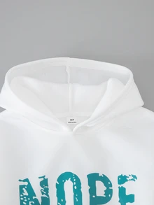 SHEIN Sparklyn 青少年女孩字母印花連帽衛衣與寬腿工裝褲兩件套休閒街頭風秋冬套裝 - 水鴨藍 - 查看 7