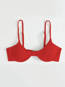 Swim Mod 2025 Women Solid Color Sexy Bikini Top With Underwire, Non-Padded Summer - Red - View 5
