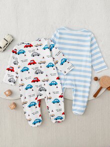 Random 1 Autumn/Winter Sets Newborn 0-12 Months Jumpsuit Forest Style Cute Ditsy Floral With Chain Craft Contrast Color Fresh Style Long Sleeve - Multicolor - View 2