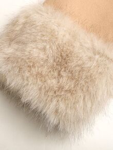 SHEIN Teen Girls Overcoats Autumn/Winter New Apricot Faux Fur Patchwork Waist-Cinching Overcoat - Apricot - View 4