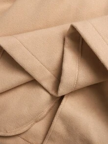 SHEIN Teen Girls Overcoats Autumn/Winter New Apricot Faux Fur Patchwork Waist-Cinching Overcoat - Apricot - View 10