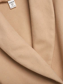 SHEIN Teen Girls Overcoats Autumn/Winter New Apricot Faux Fur Patchwork Waist-Cinching Overcoat - Apricot - View 6