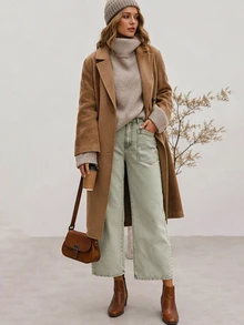 EMERY ROSE Women's Casual Boho Loose Distressed Wide-Leg Jeans Vacation Sage Green Summer,New Autumn Arrivals Brunch Vacation - Army Green - View 4