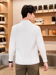 SHEIN 青少年男生校服休闲修身衬衫，适合各种活动和毕业典礼穿着 - 白色 - 查看 6