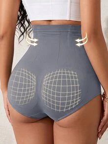 Coutiva Women's Solid Color Waist Front Button Design Shaping Triangle Panties - Dark Grey - View 2
