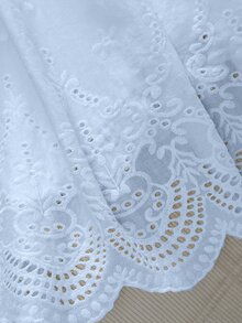 Modelyn Women's Mid-Length Elastic Waist Eyelet Embroidery Fall Skirt, Spring/ - Baby Blue - View 6