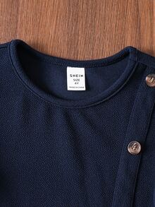 Emery Rose Kids Emery Rose Kids 女童优雅休闲圆领套头开叉设计中长连衣裙，适合上学、日常休闲装、秋冬幼儿女孩生日女孩妈妈和我搭配万圣节返校秋季女童海军蓝连衣裙幼儿女孩海军蓝连衣裙女童长袖连衣裙女童纽扣连衣裙小女孩海军蓝连衣裙女童海军蓝连衣裙 - 寶藍色 - 查看 5