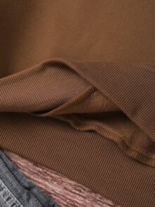 Breezaya 大尺碼女款可愛刺繡南瓜黑貓圓領運動衫，舒適秋季圓領衛衣，秋季萬聖節驚悚季秋冬款 - 巧克力棕 - 查看 5