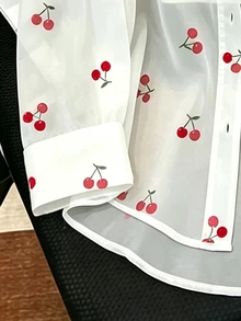 Resyla 大尺碼櫻桃印花半透襯衫 - 彩色 - 查看 4