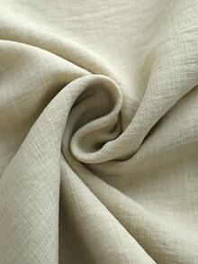 Linhara CURVE 2026 New Plus Size Casual Long Sleeve Twist Collar Everyday Versatile Faux Linen Shirt Fall - Khaki - View 4