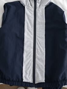 SHEIN Tween Girl) Vacation Casual Versatile Double-Layer Hooded Zip-Up Loose Jacket, Hood Lining With Colorblock Design, Very Elegant When Worn - Blue - View 7