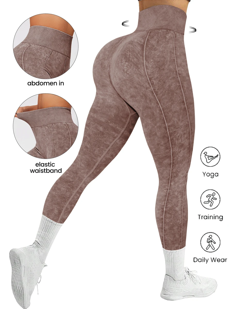 Eassivo Eassivo 1pc Women's Sand Washed Seamless Elastic Knit Leggings