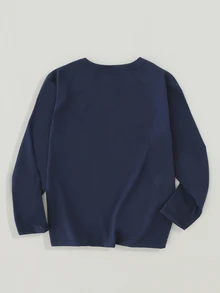 SHEIN Tween Boy Casual Simple Style Fun Gaming Console Design Round Neck Pullover Tee, For Autumn/Winter - Navy Blue - View 2