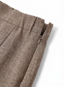 SHEIN Clasi 女款金屬鈕扣長袖西裝外套與寬鬆長褲兩件套 - 鏽棕色 - 查看 10