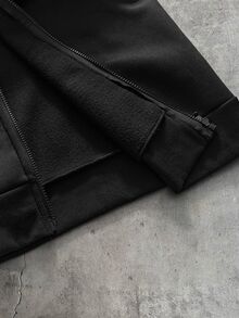 AXEPEAK Men's Autumn/Winter Fashion Metal Decor Hooded Sweatshirt - Black - View 7
