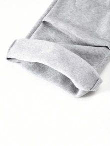 SHEIN Tween Girls Butterfly & Number Print Casual Loose Pleated Fleece Sweatpants School Uniform In Autumn And Winter Fall, Wide Leg, Lined - Grey - View 5