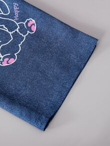 SHEIN Sparklyn 青少年女孩秋季套裝 2件/組 圓領休閒百搭日常塗鴉圖案連帽短版衛衣 + 牛仔風塗鴉寬鬆... - 彩色 - 查看 6
