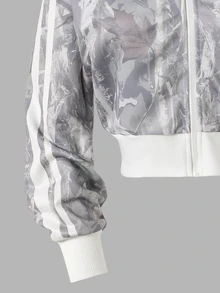 SHEIN 青少年女孩冬季套裝 可愛寬鬆迷彩乾葉印花 休閒鬆身短款柔軟加厚連帽拉鍊抓絨 白色六年級正式度假風 - 彩色 - 查看 7
