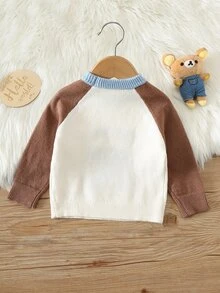 SHEIN 男嬰女嬰秋冬中性嬰兒服飾 嬰兒冬裝可愛毛衣 幼兒毛衣 小狗圖案毛衣 熊圖案毛衣 - 彩色 - 查看 2