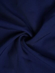 Elenzga Plus Size Elegant Round Neck Lantern Sleeve Chiffon Long Sleeve Pearl Decor Back Zipper Wide Leg Jumpsuit - Navy Blue - View 8