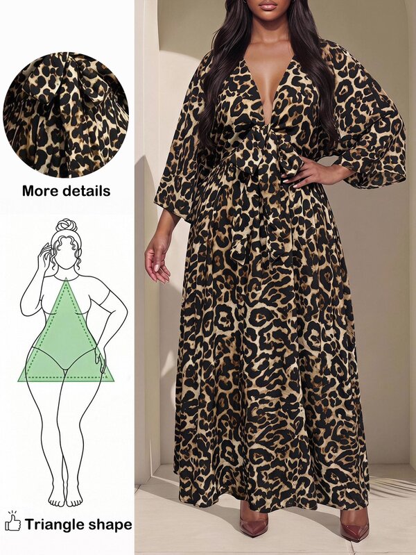 Truni Plus Size Dresses Leopard Print Dress