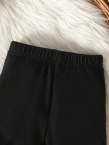 SHEIN 2件組新生女嬰上衣+長褲套裝，可愛甜美黑白波點蝴蝶結荷葉邊長袖圓領，秋季公主風舒適芭蕾修身款 - 黑與白 - 查看 8