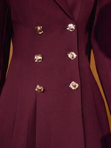 MOTF PREMIUM GAUN PENDEK KERAH PUNCAK ELEGAN WARNA BURGUNDY - Burgundy - View 3