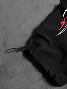 Gym Rark Celana Jogging Pria Motif Laba-laba dengan Tali Serut di Pinggang dan Potongan Lebar - Hitam - View 3