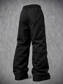 Gym Rark Celana Jogging Pria Motif Laba-laba dengan Tali Serut di Pinggang dan Potongan Lebar - Hitam - View 2