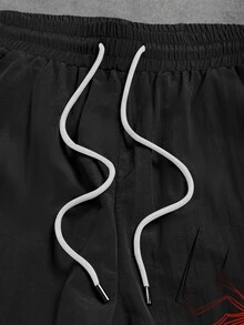 Gym Rark Celana Jogging Pria Motif Laba-laba dengan Tali Serut di Pinggang dan Potongan Lebar - Hitam - View 4