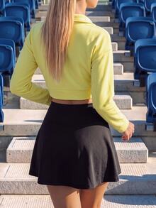 CourtClass Women's Solid Color Casual Daily Sports Long Sleeve Top - Yellow - View 2