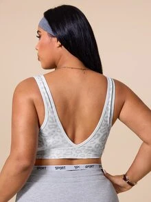 Rhythm Era Plus Size Women Seamless Leopard Print One-Piece Cup Sports Bra - Multicolor - View 2