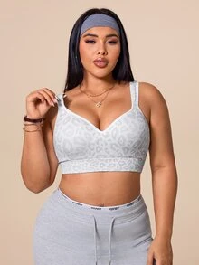 Rhythm Era Plus Size Women Seamless Leopard Print One-Piece Cup Sports Bra - Multicolor - View 3