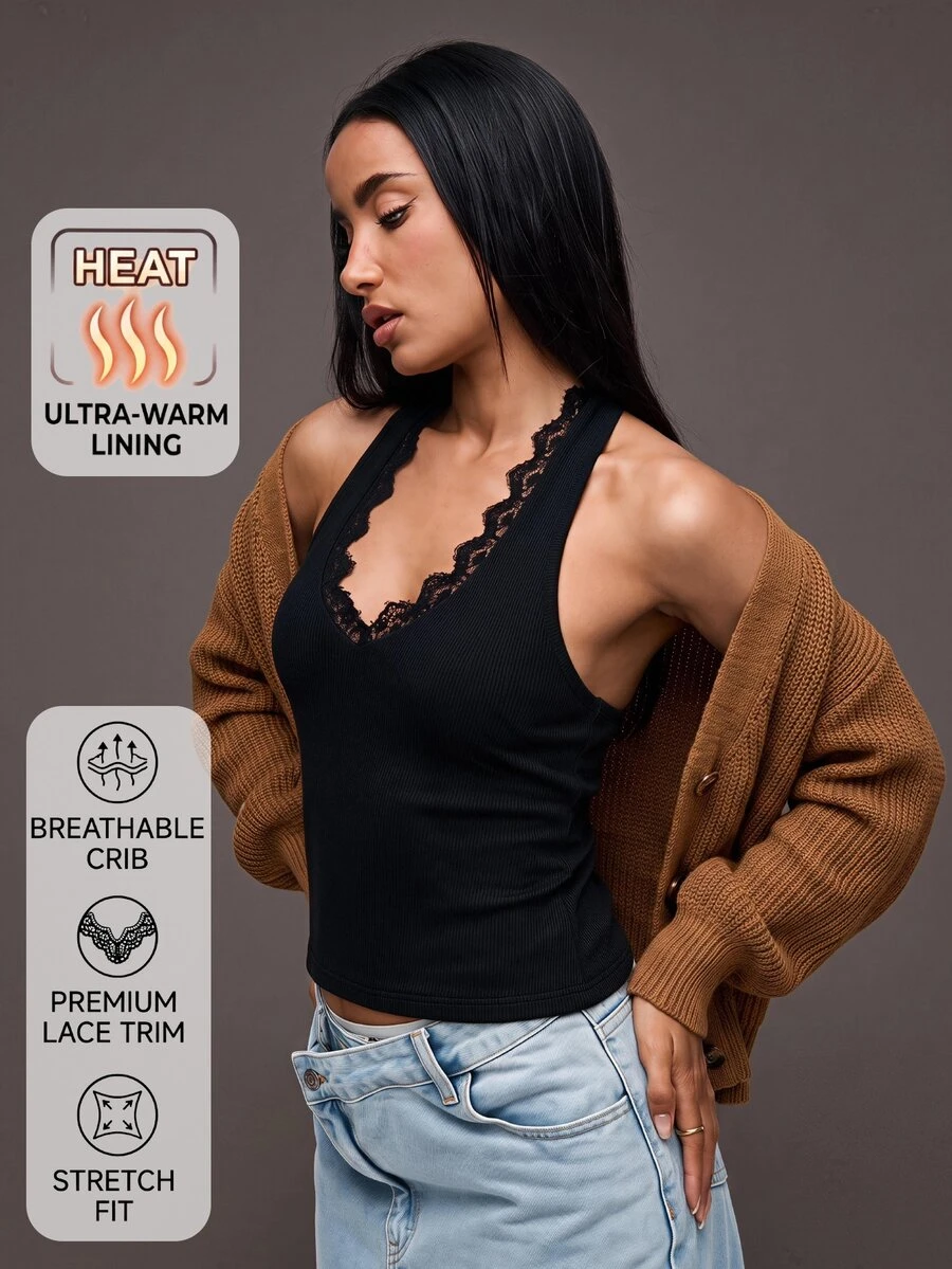 SHEIN BASICS 女士背心 - 黑色 - 查看 1