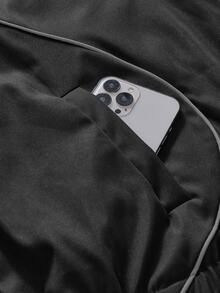 AXEPEAK Men's Fashion Striped Colorblock Zipper Pocket Long Sleeve Jacket - Black - View 5